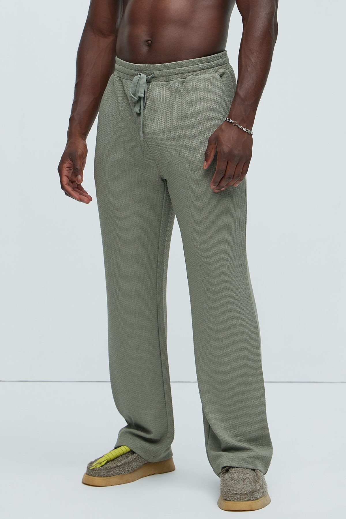 Capstan Straight Textured Pants - Olive