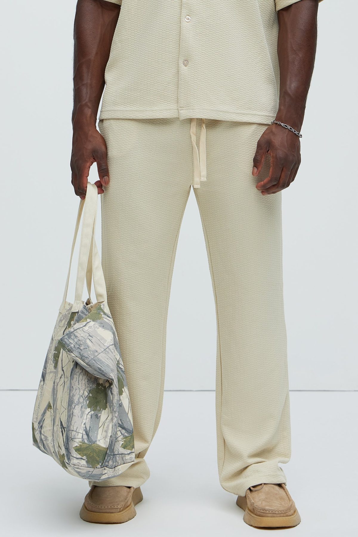 Capstan Straight Textured Pants - Cream