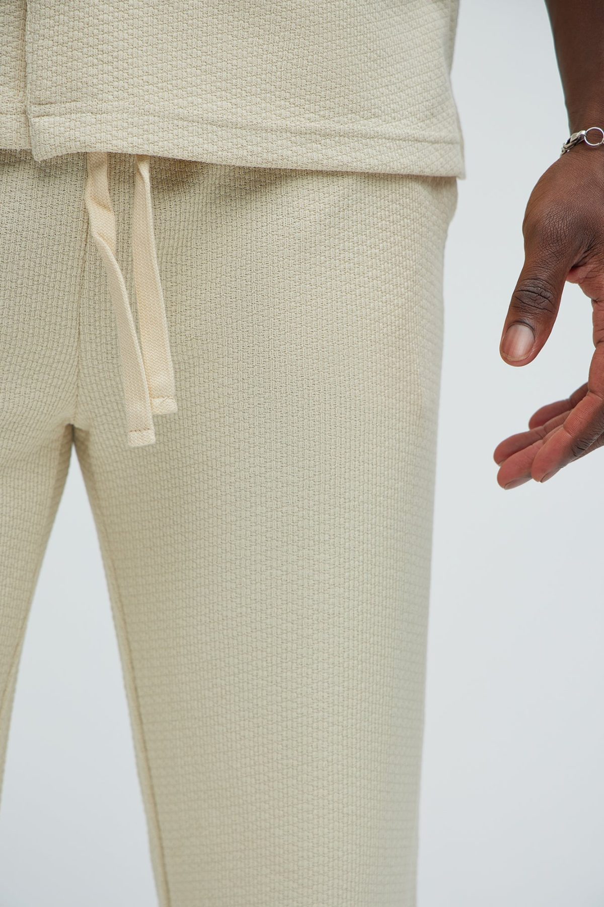 Capstan Straight Textured Pants - Cream