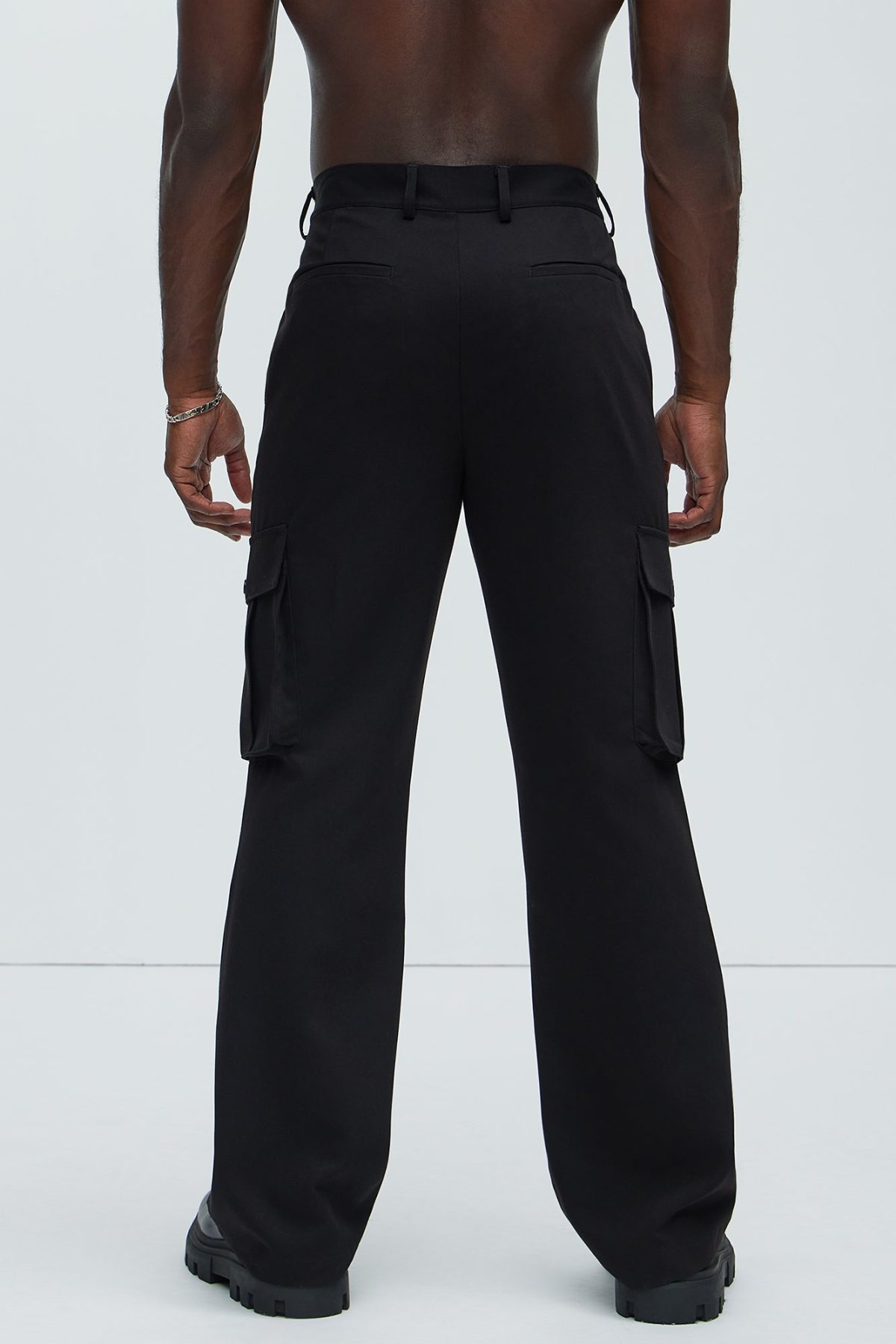 Charlie Gabardine Flare Cargo Trouser - Black