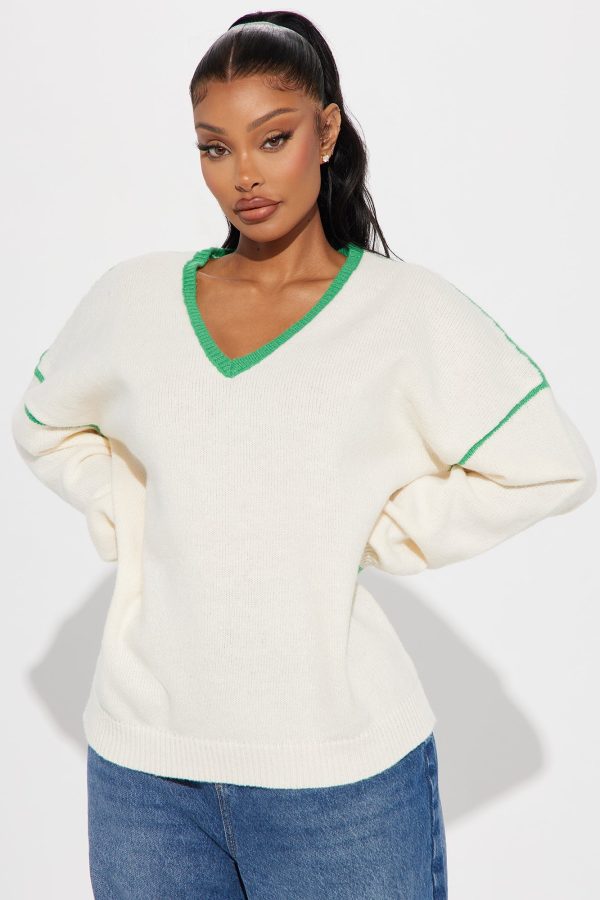 Sporty Oversized Sweater - Kelly Green