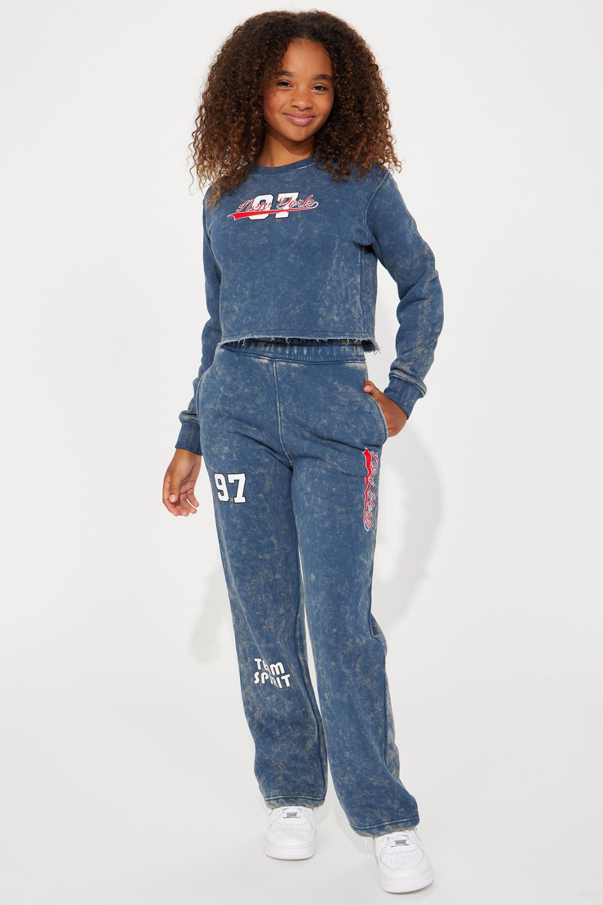 Mini New York Athletic Washed Sweatpant Set - Navy/combo