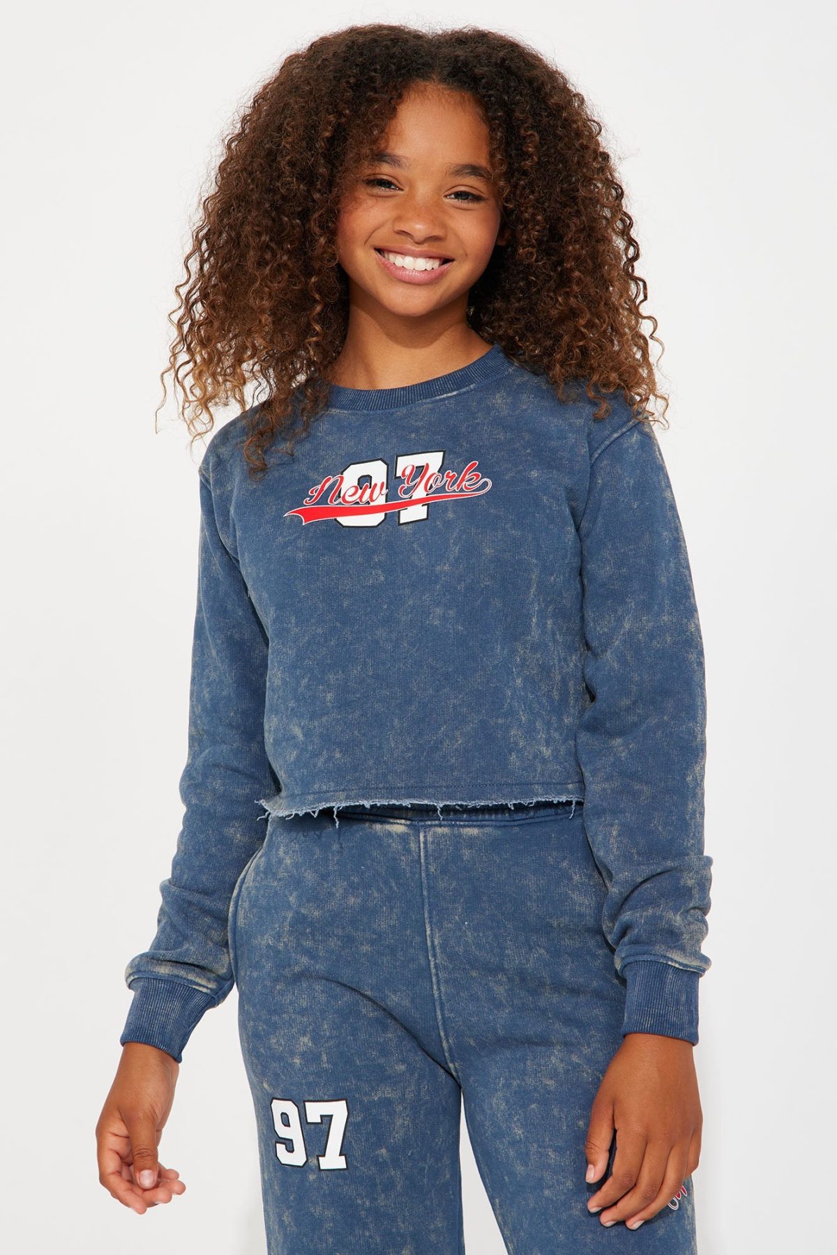 Mini New York Athletic Washed Sweatpant Set - Navy/combo