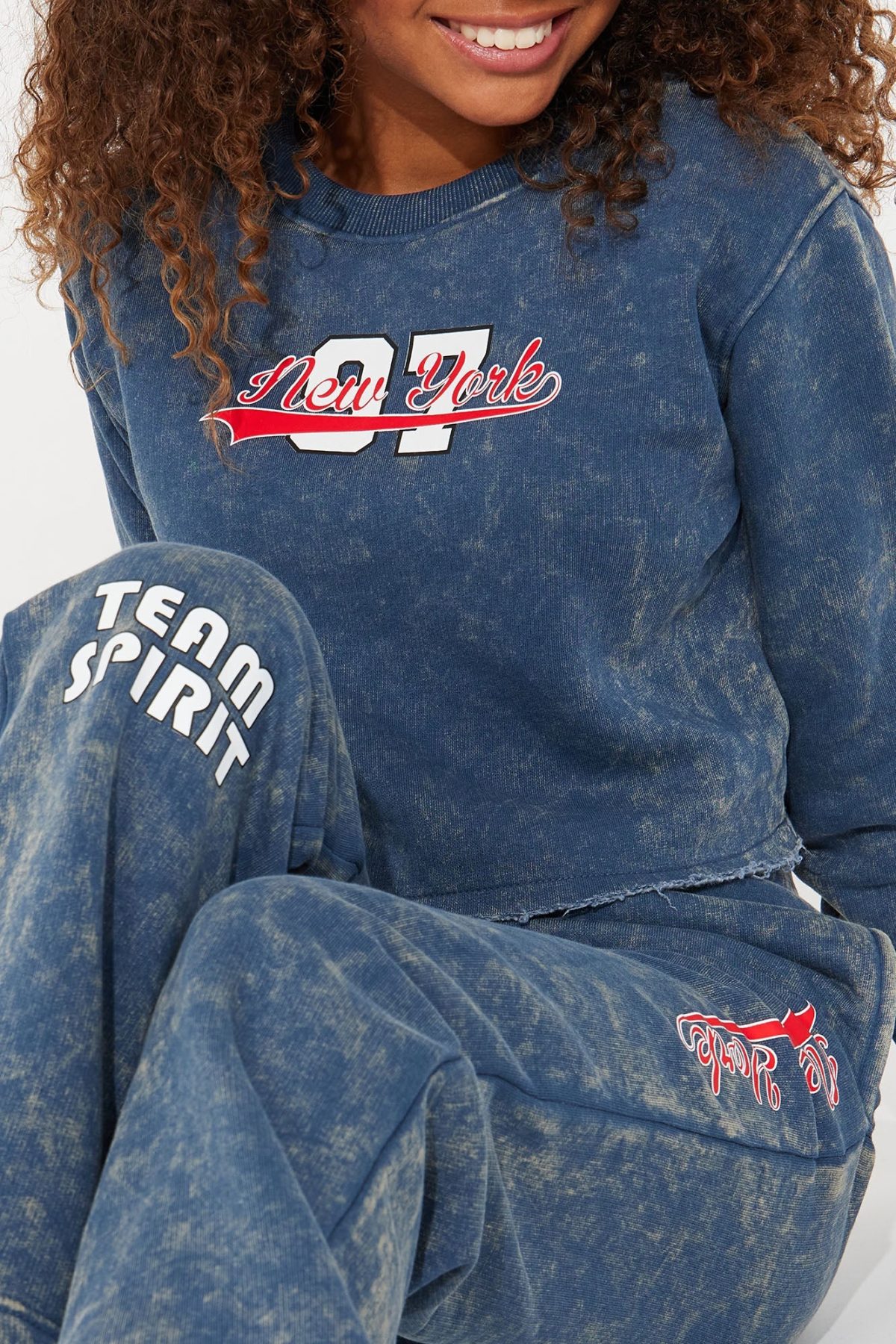 Mini New York Athletic Washed Sweatpant Set - Navy/combo