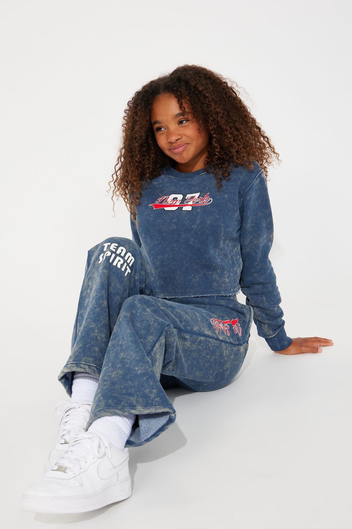 Mini New York Athletic Washed Sweatpant Set - Navy/combo