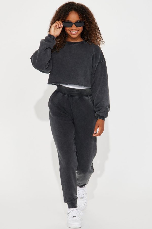 Mini Feeling Good Fleece Jogger Set - Charcoal