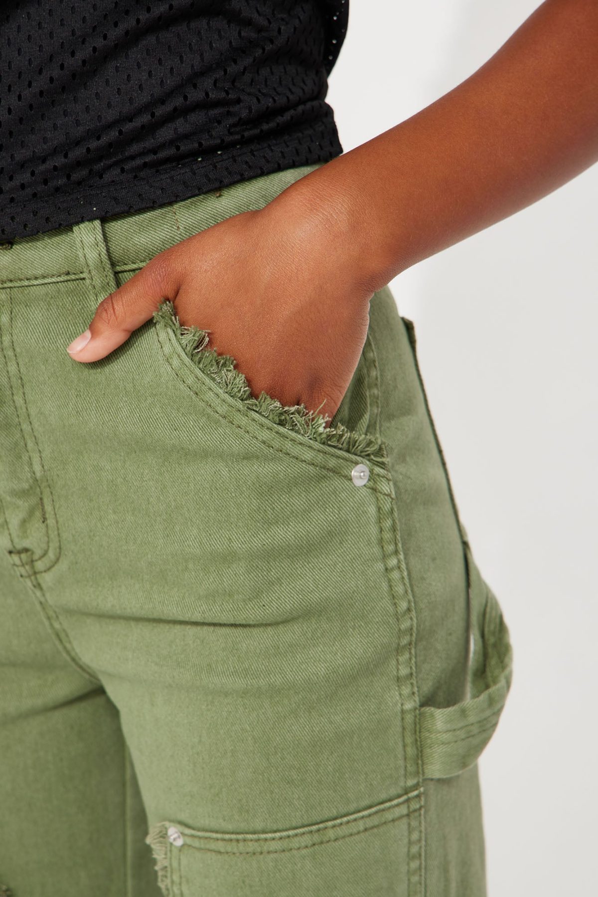 Mini Love Is Alive Carpenter Pants - Olive