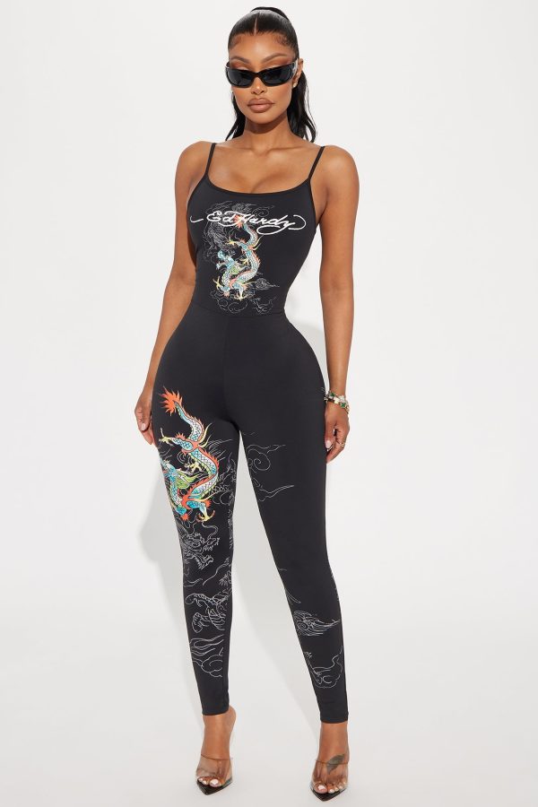 Ed Hardy Dragons Jumpsuit - Black