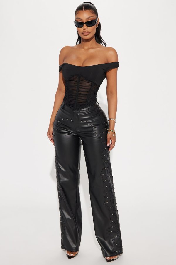 Whiskey Sour Faux Leather Pant - Black