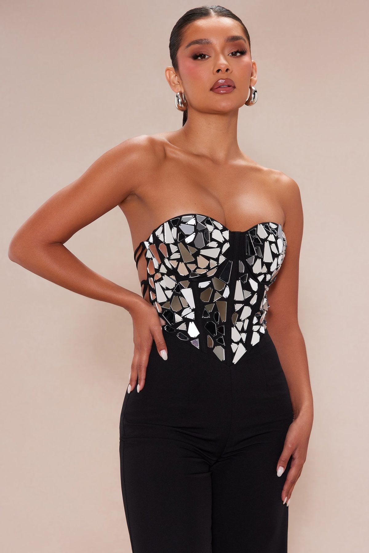 Trisha Embellished Jumpsuit - Black