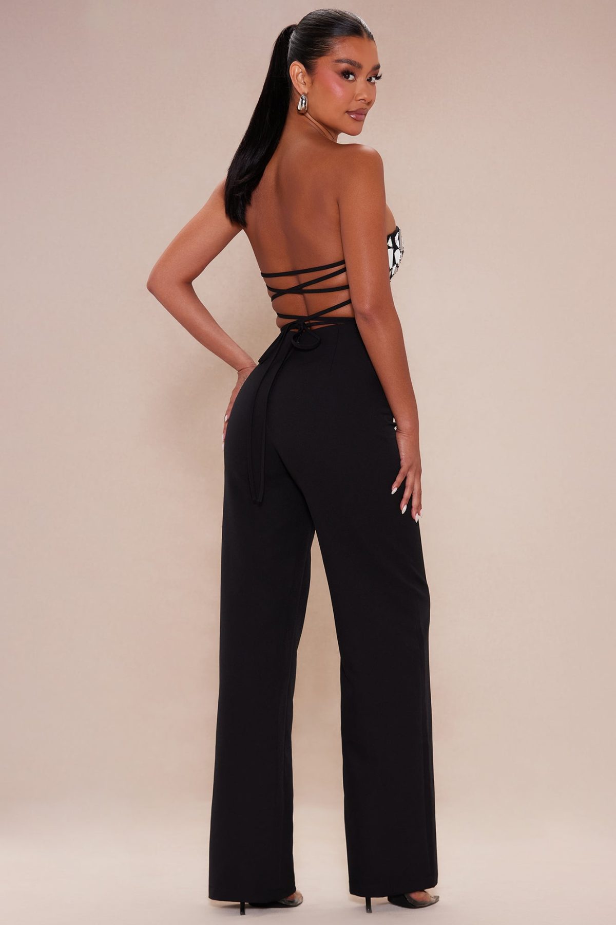 Trisha Embellished Jumpsuit - Black