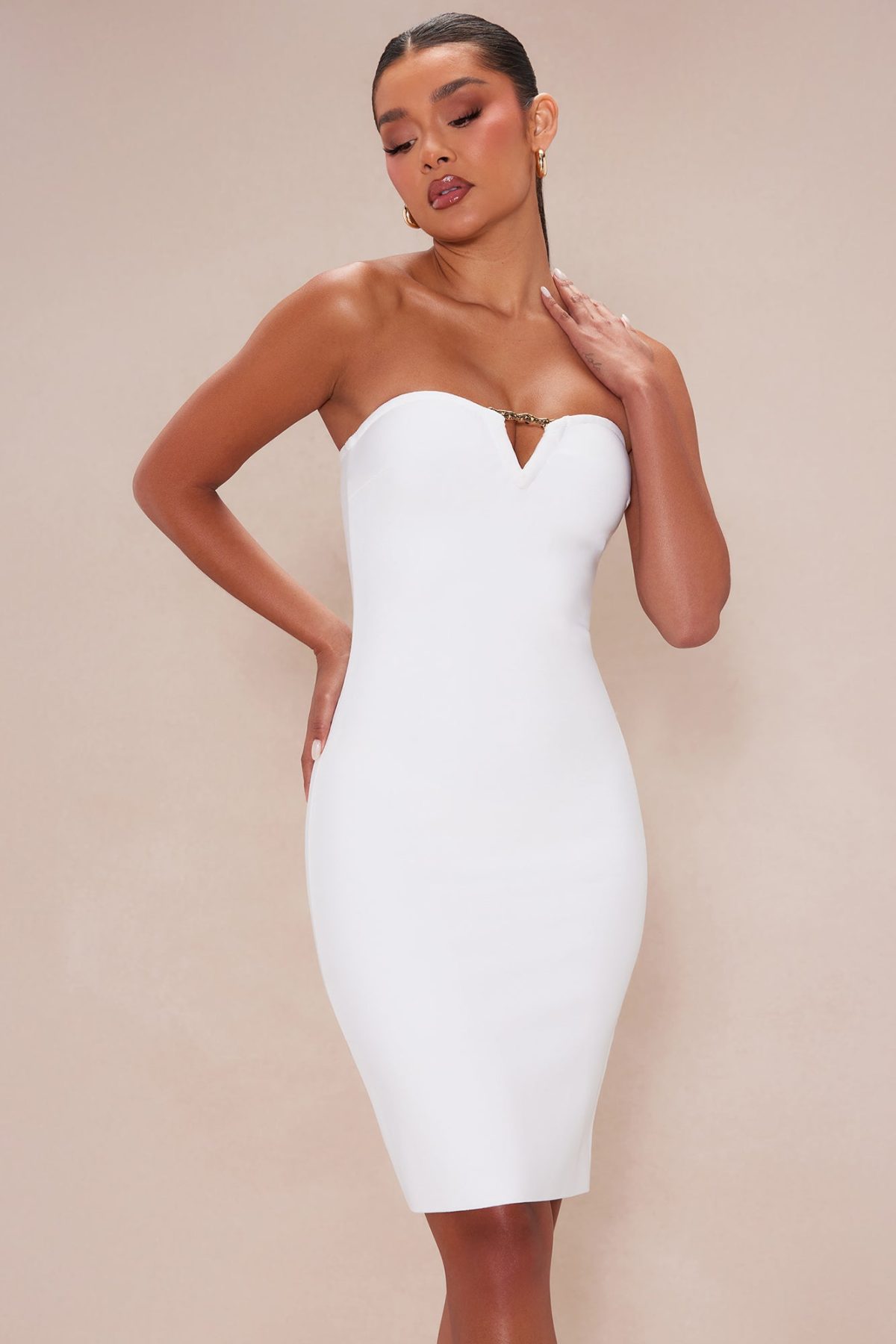 Clara Bandage Midi Dress - White