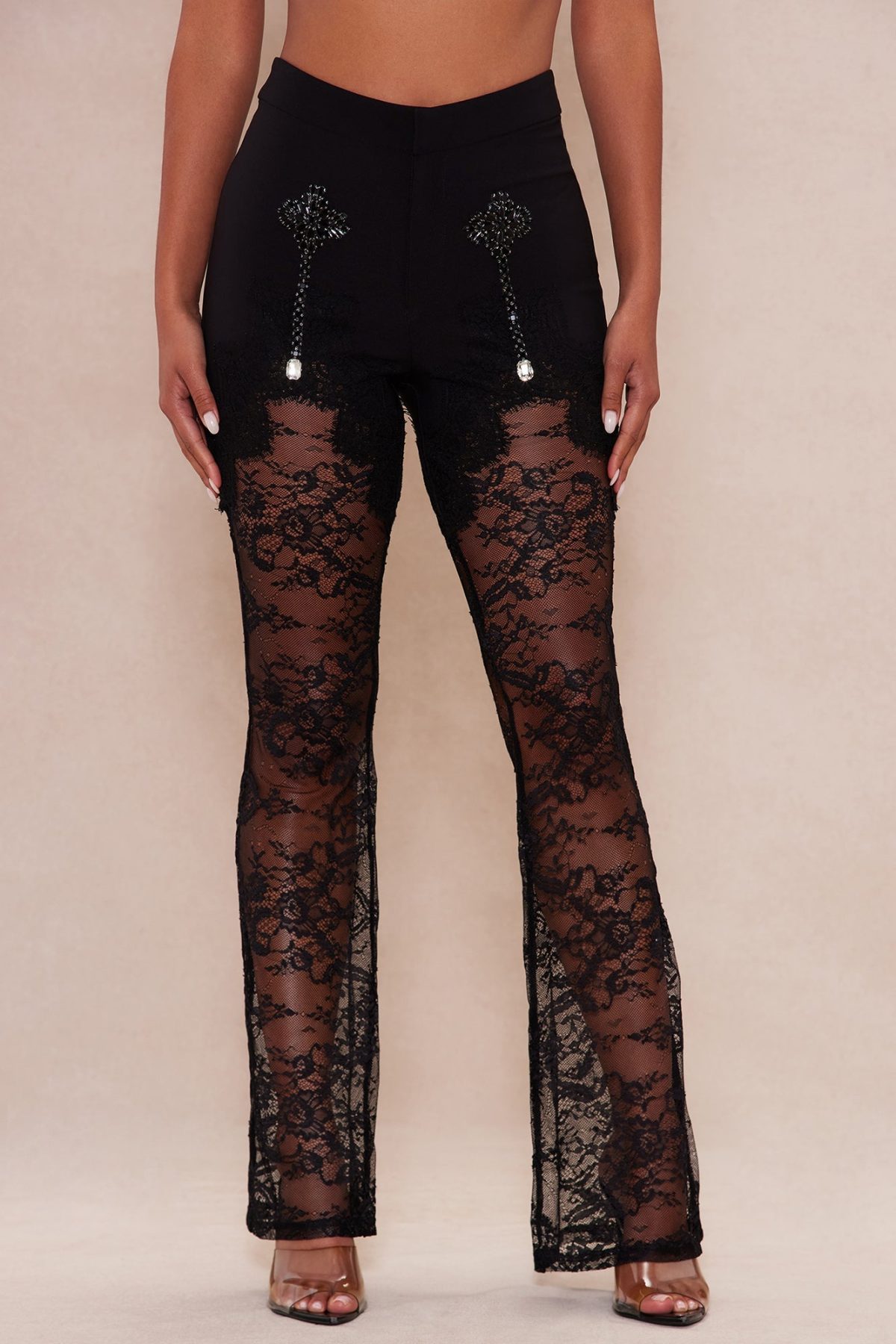 Italia Embellished Pant - Black