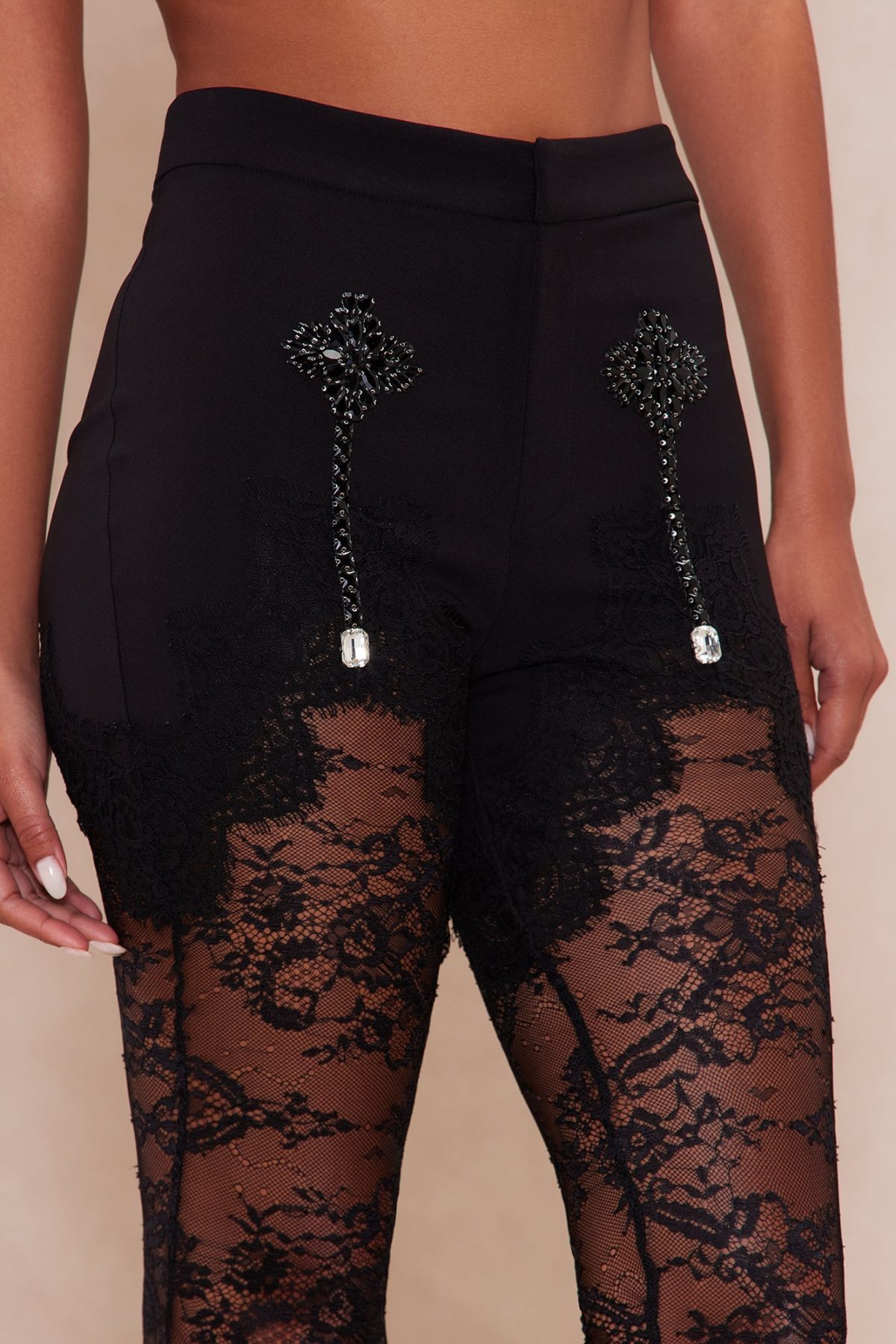 Italia Embellished Pant - Black