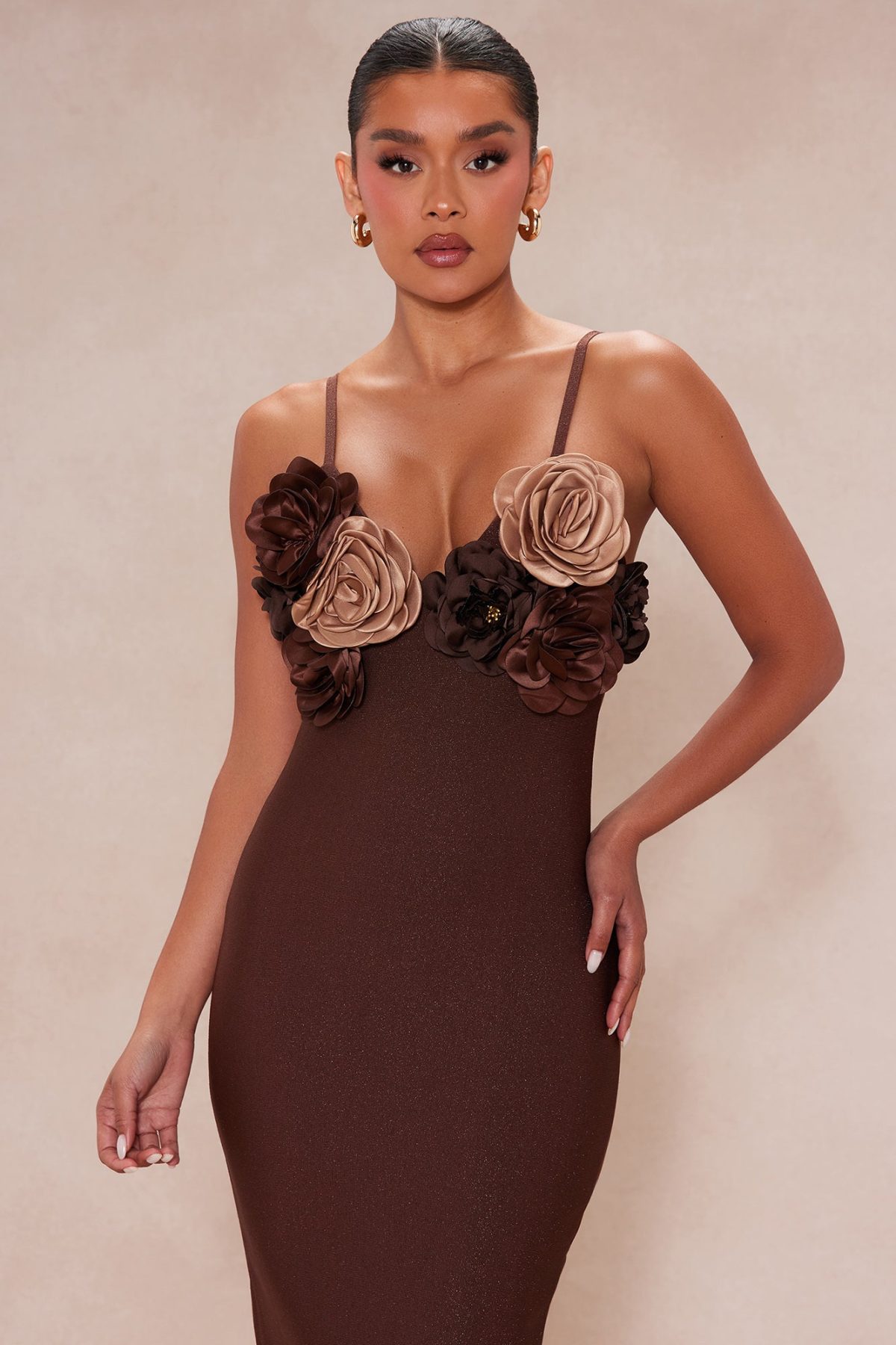 Valentina Bandage Midi Dress - Brown