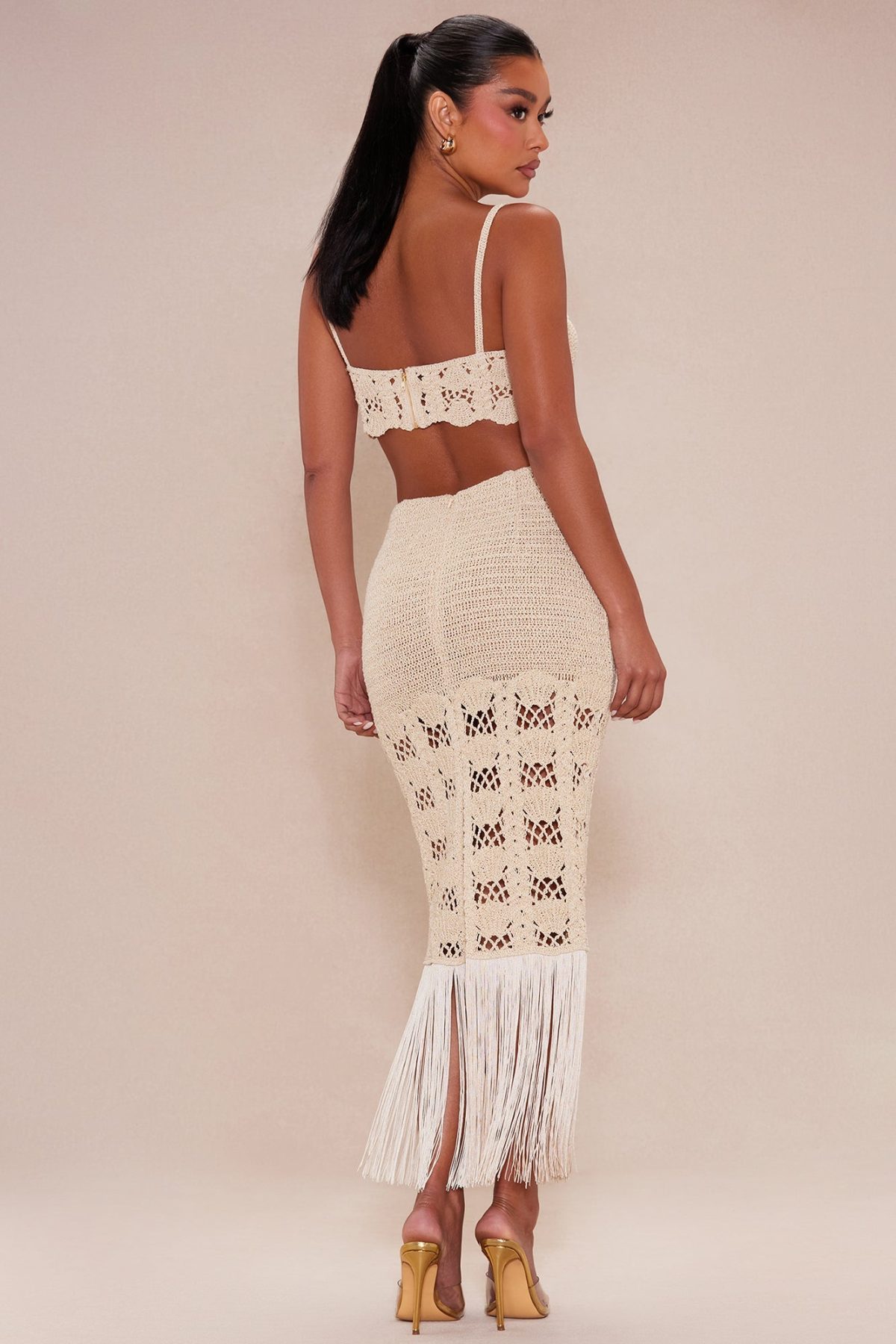 St Tropez Crochet Skirt Set - Cream