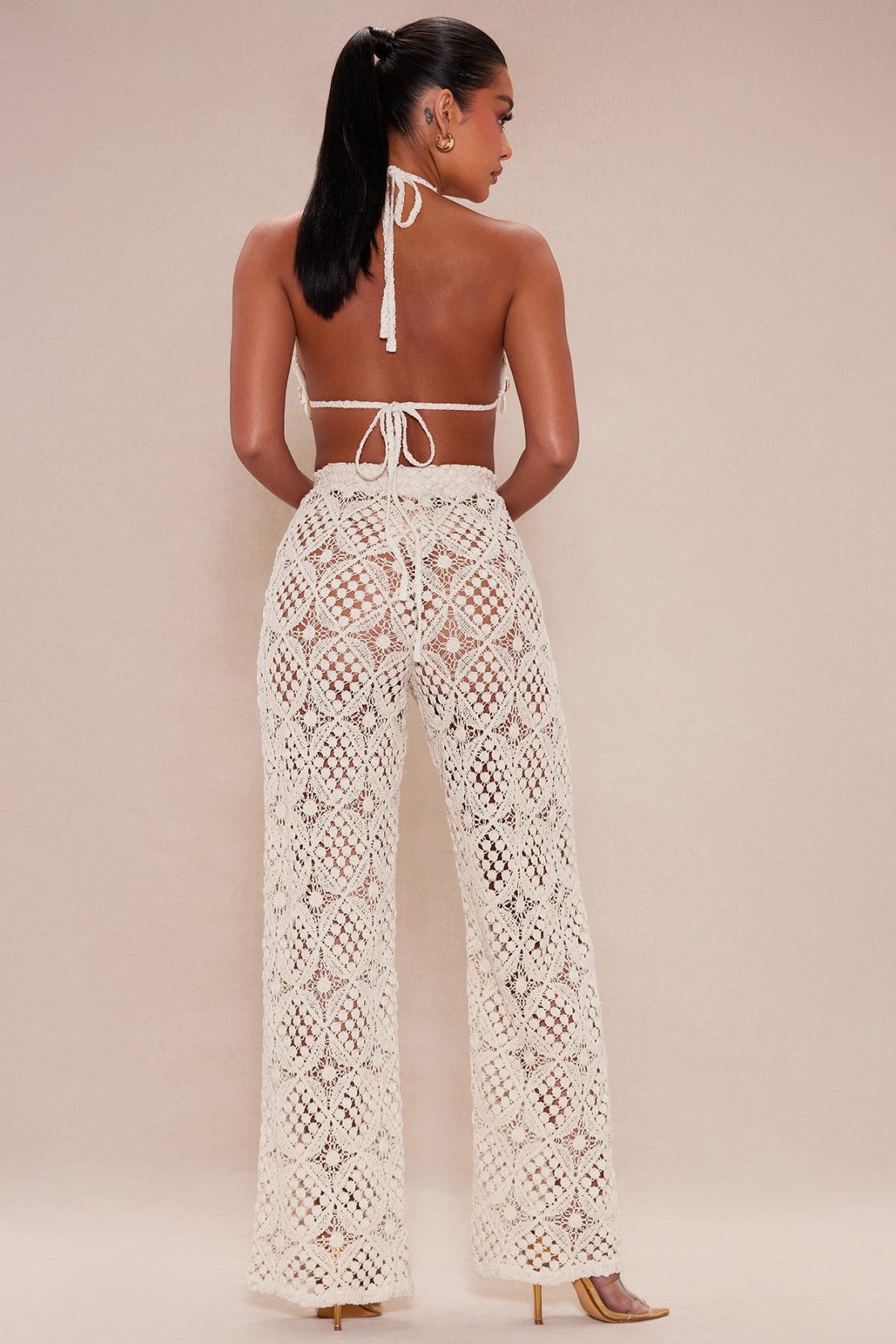 Mallorca Crochet Pant Set - Cream