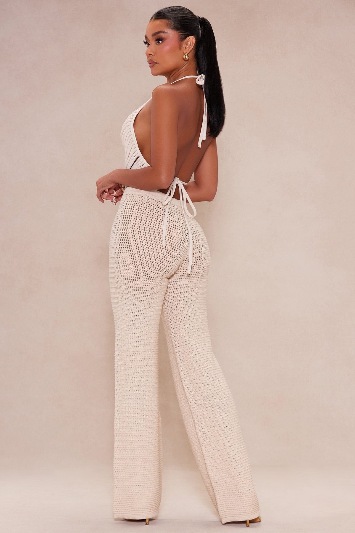 Capri Crochet Pant Set - Cream