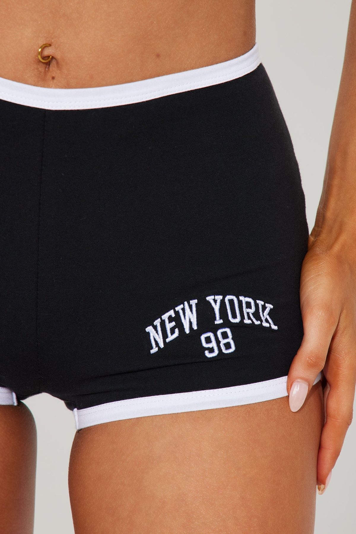 New York Dreams PJ Short Set - Black/White