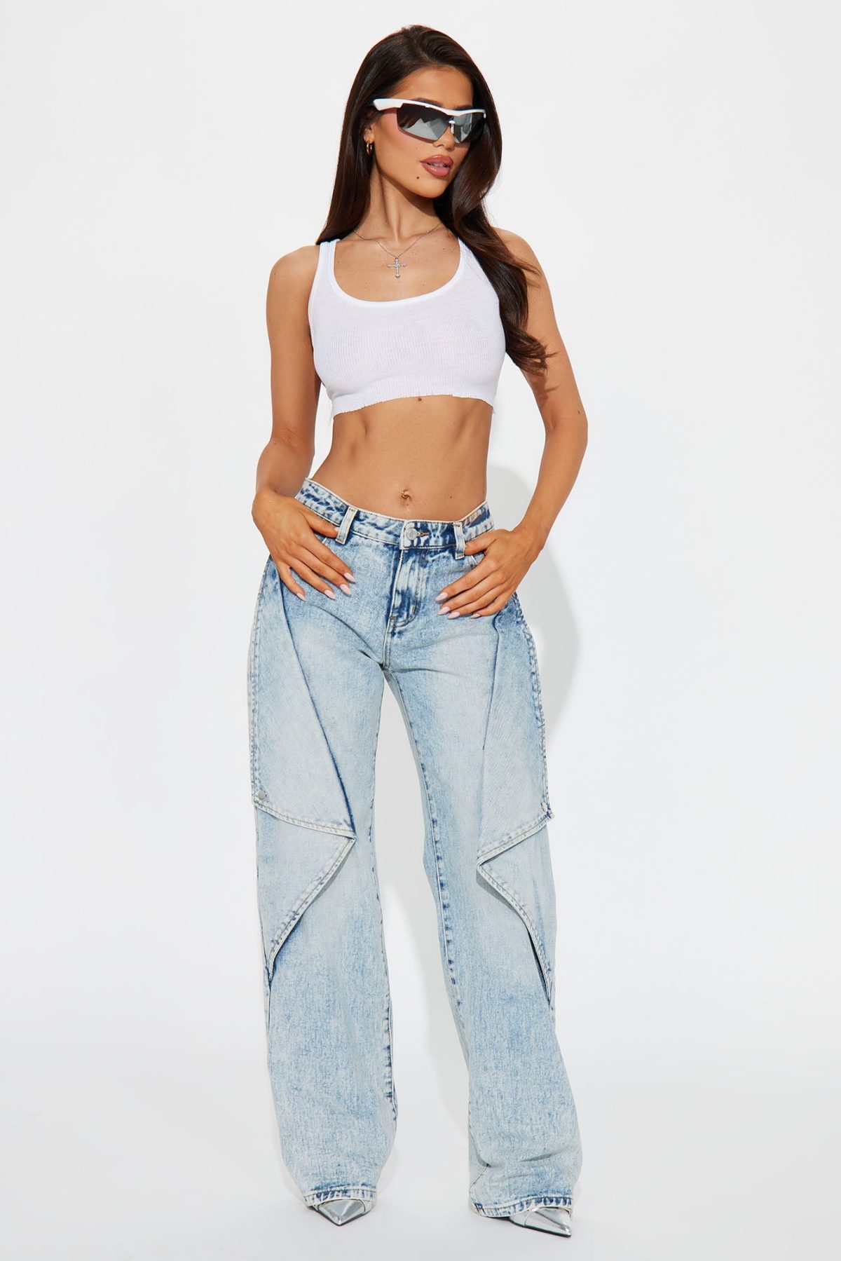 In An Instant Acid Wash Straight Leg Jeans - Light Wash