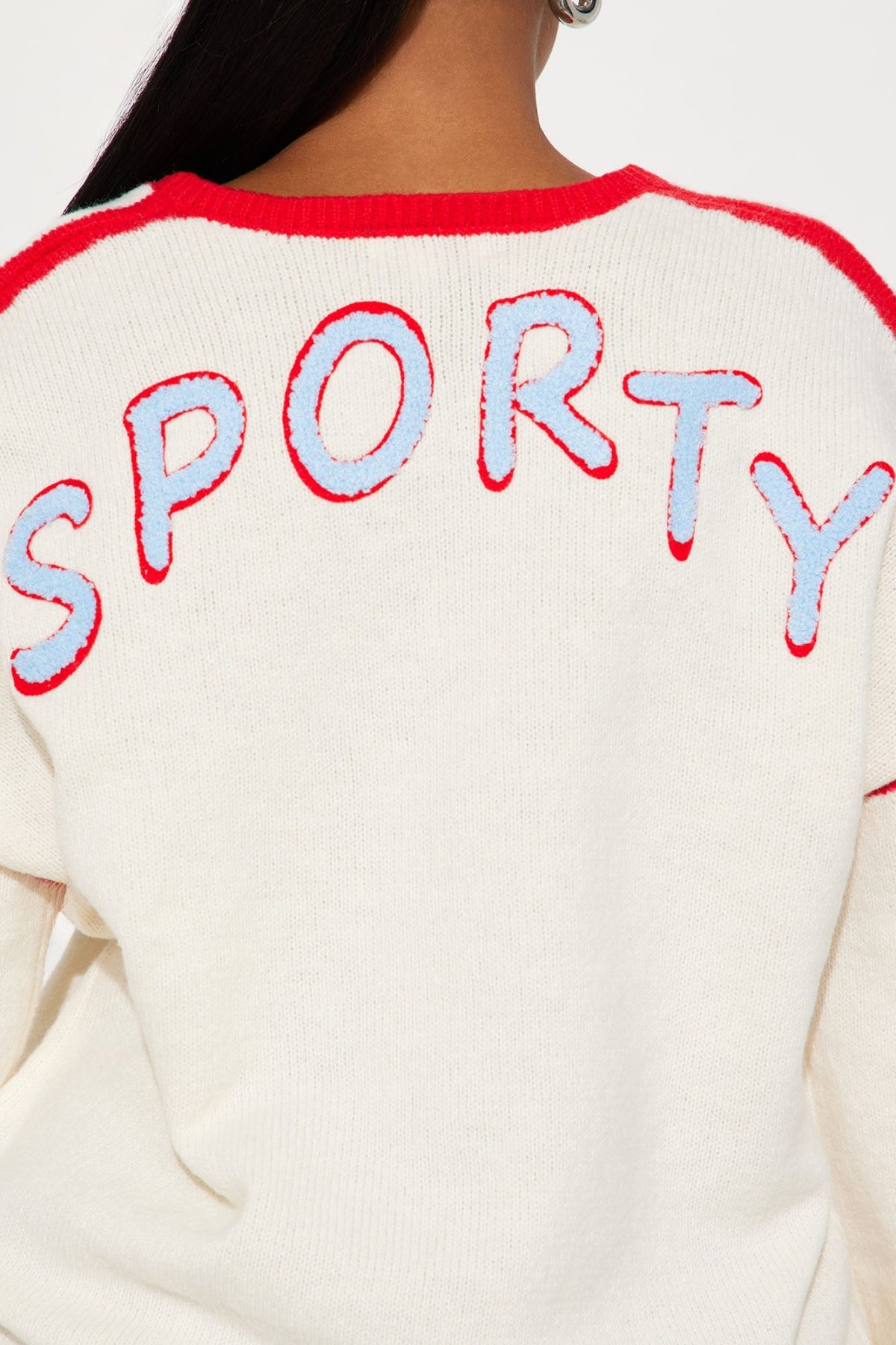 Sporty Oversized Sweater - Cream/combo