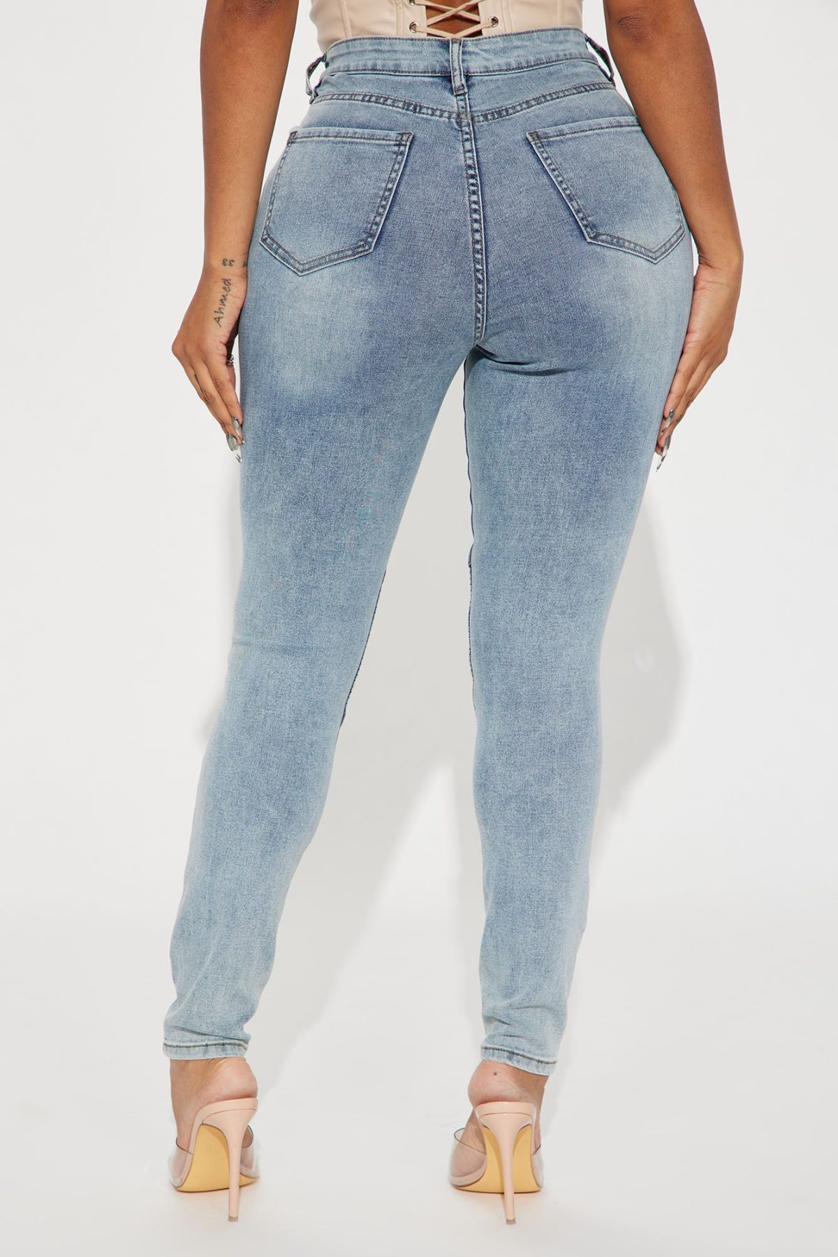 Make It Make Sense Stretch Moto Skinny Jeans - Light Wash