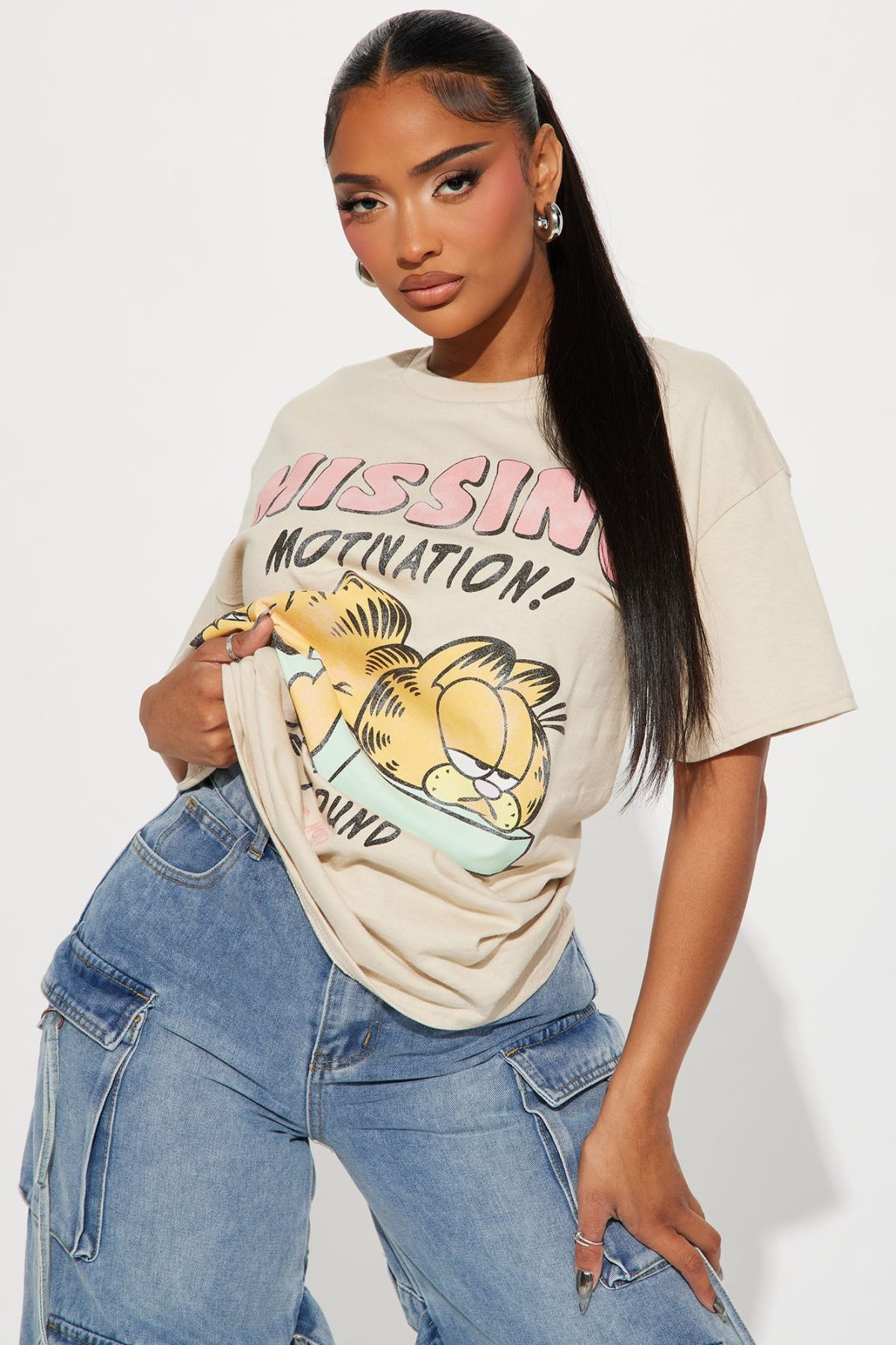 Missing Motivation Garfield Tee - Sand