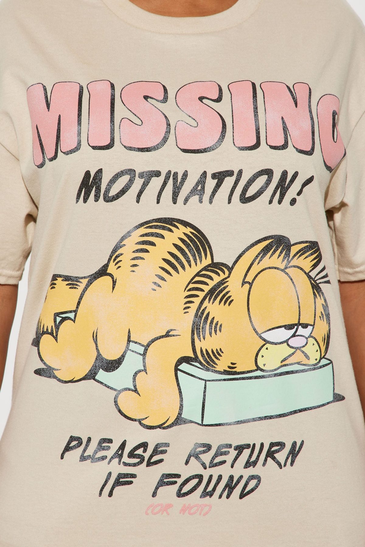 Missing Motivation Garfield Tee - Sand