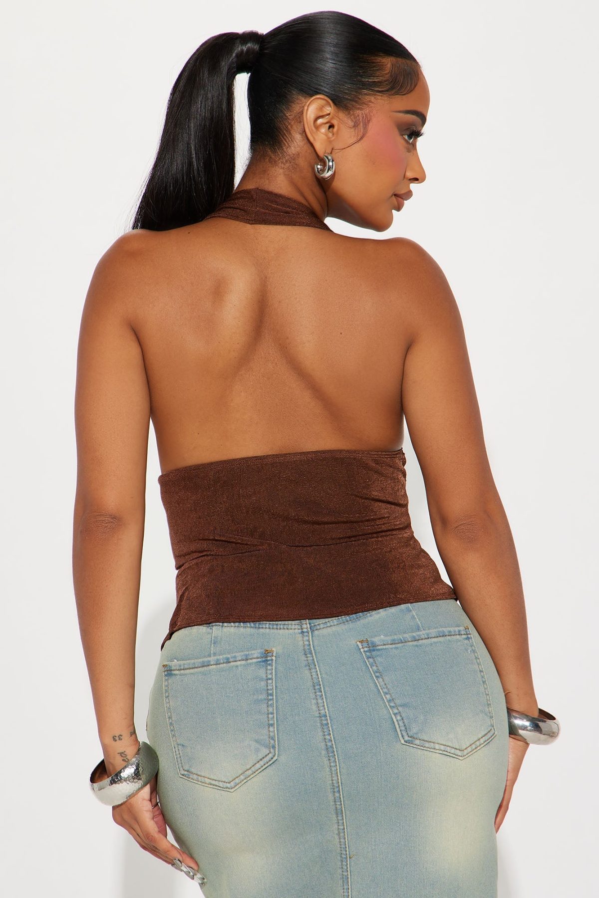 Italian Romance Halter Top - Brown