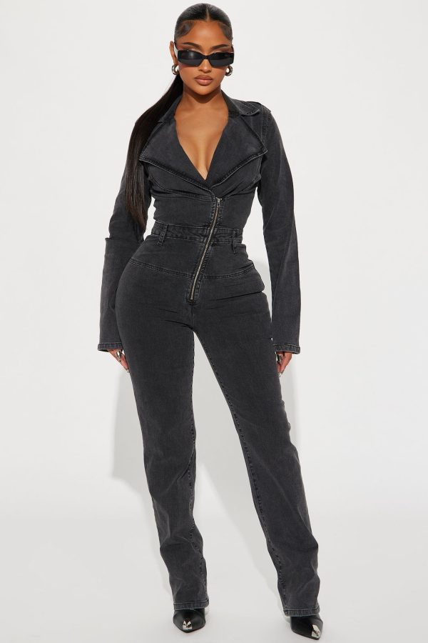 End Up Here Denim Jumpsuit - Black