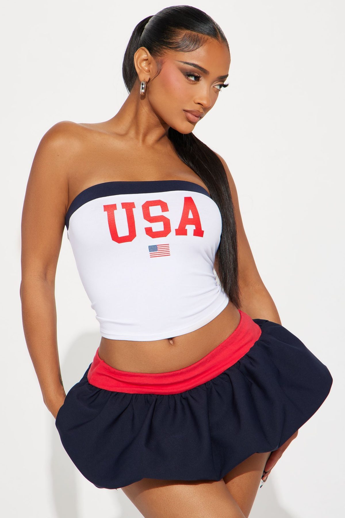 Little Miss USA Bubble Skirt Set - Navy/combo