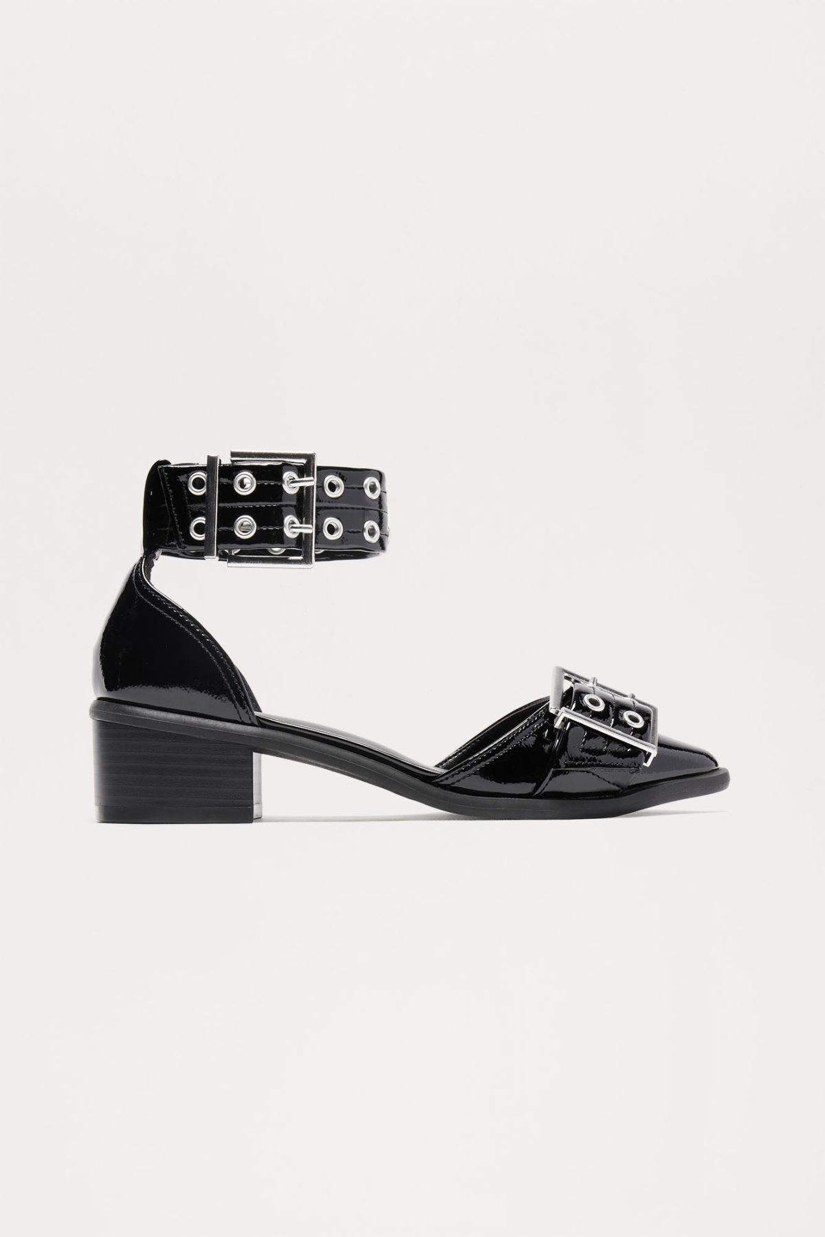 Mallory Buckle Platform Flats - Black