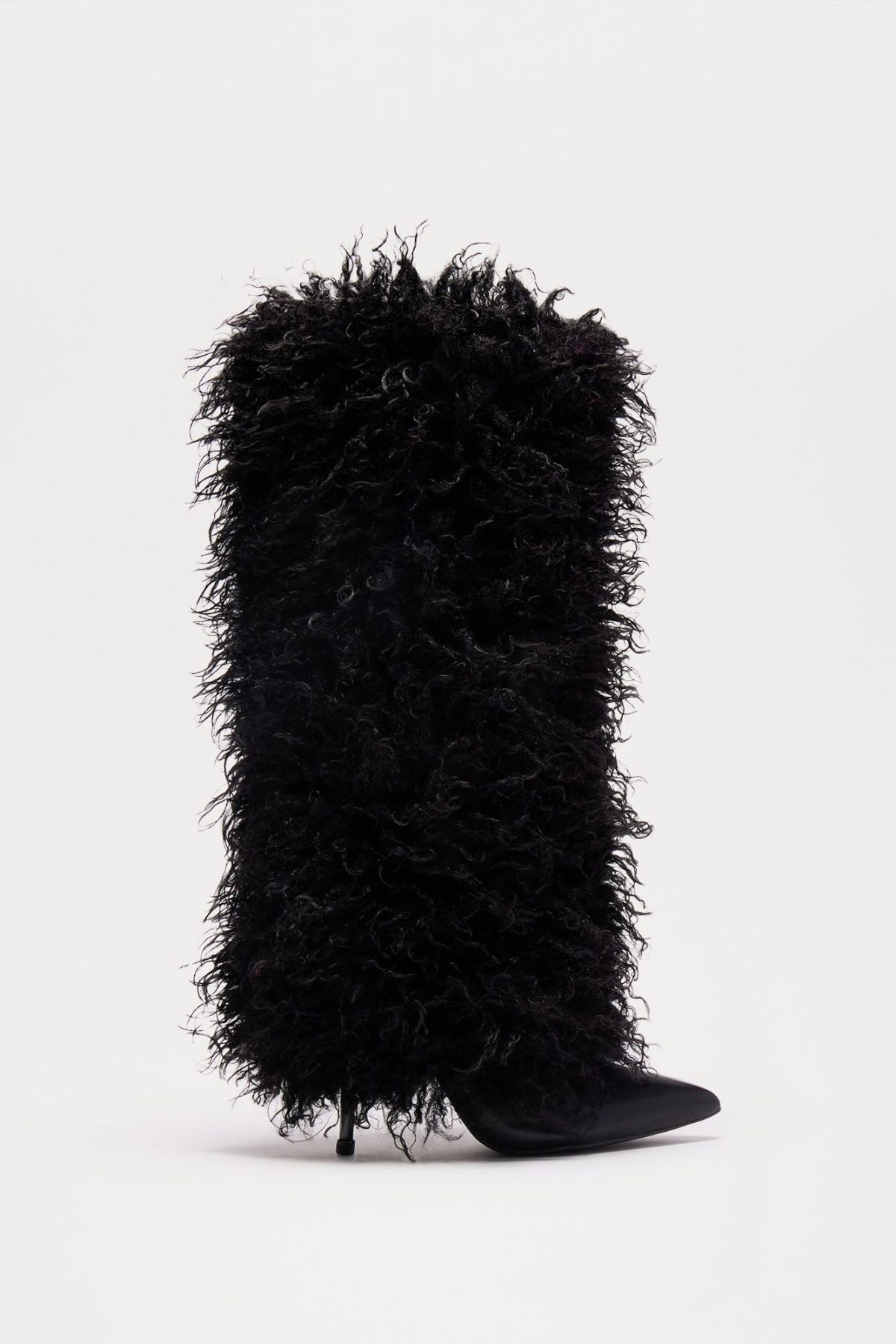 Chantel Faux Fur Knee High Boots - Black