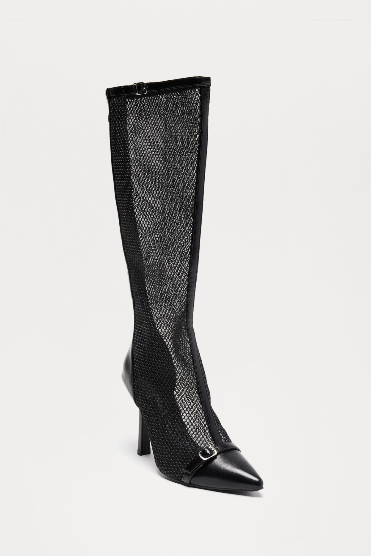 Kourtney Mesh Knee High Boots - Black