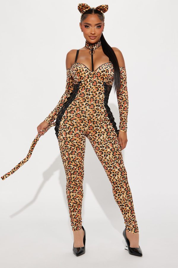 Leopard Lady 4 Piece Costume Set - Black/combo