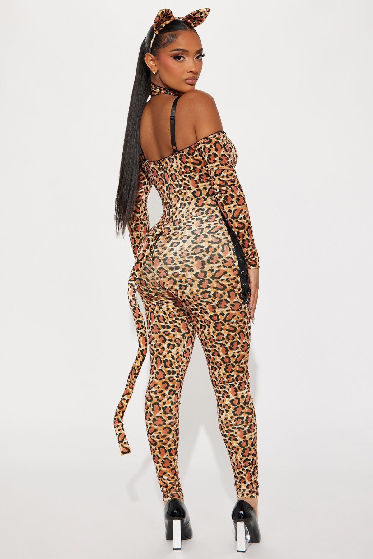 Leopard Lady 4 Piece Costume Set - Black/combo