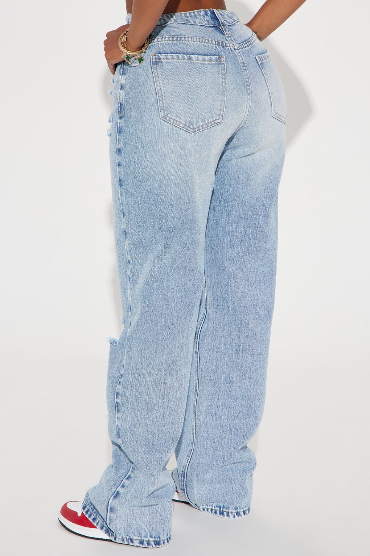 Wondering Why Ripped Straight Leg Jeans - Medium Wash