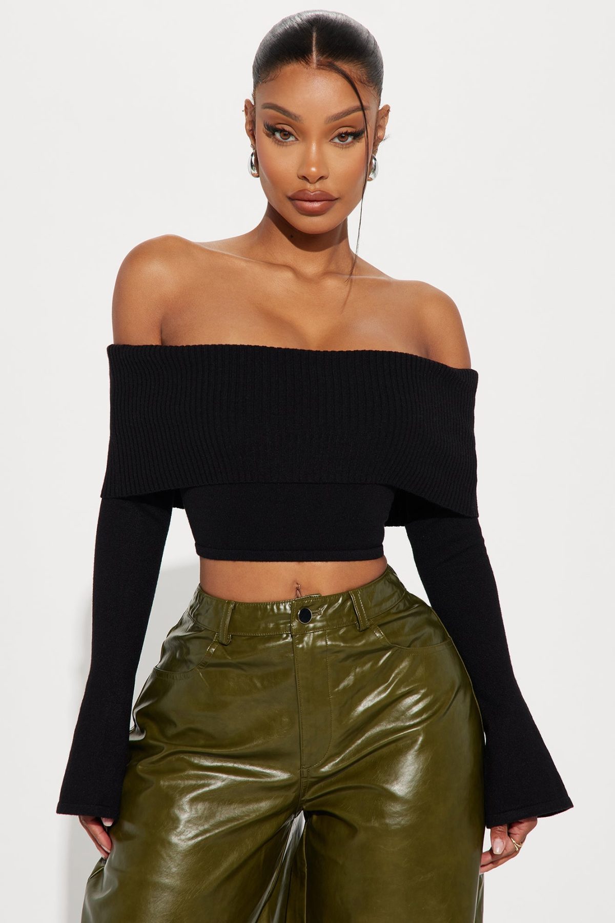 Polly Off Shoulder Sweater - Black