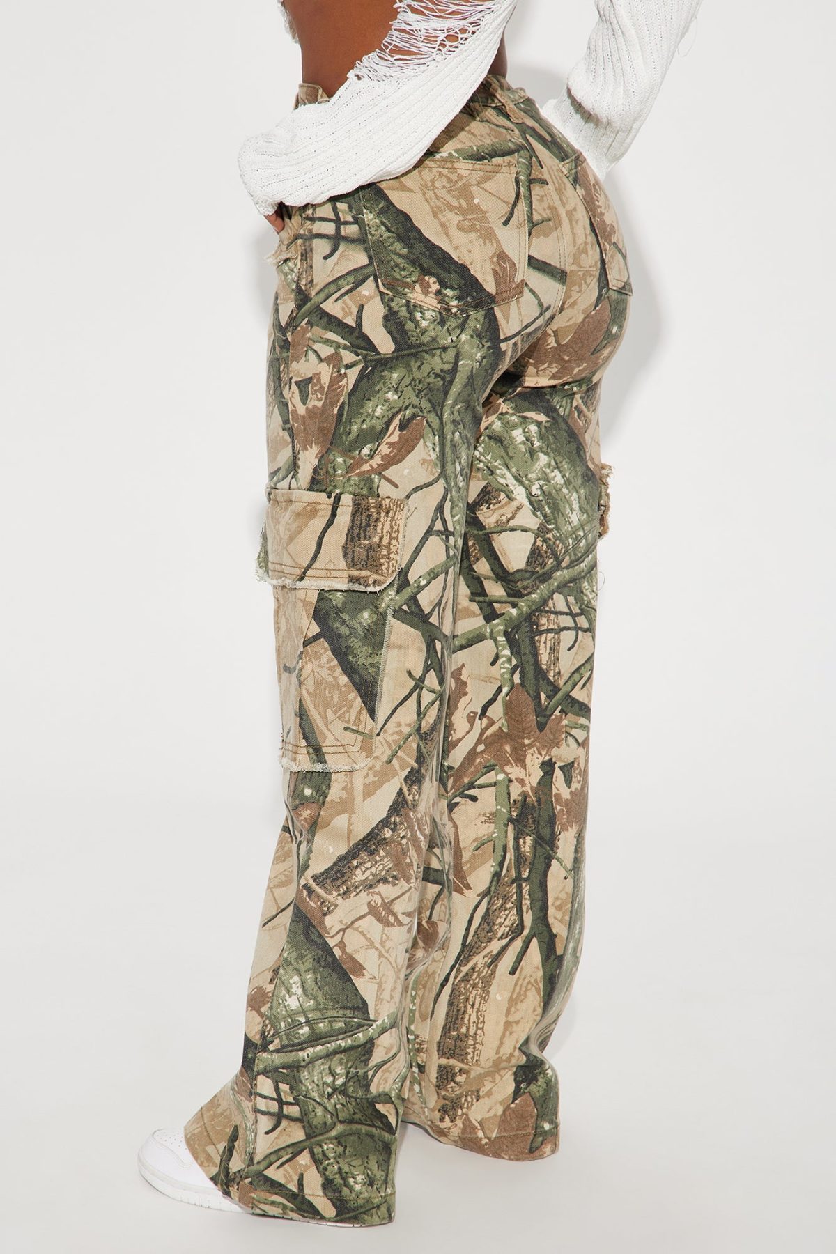 Taking Aim Stretch Camo Cargo Jeans - Taupe/combo