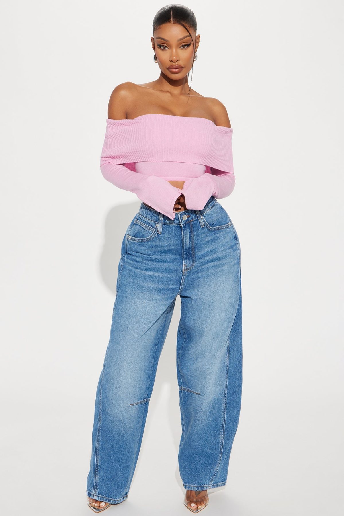 Polly Off Shoulder Sweater - Pink