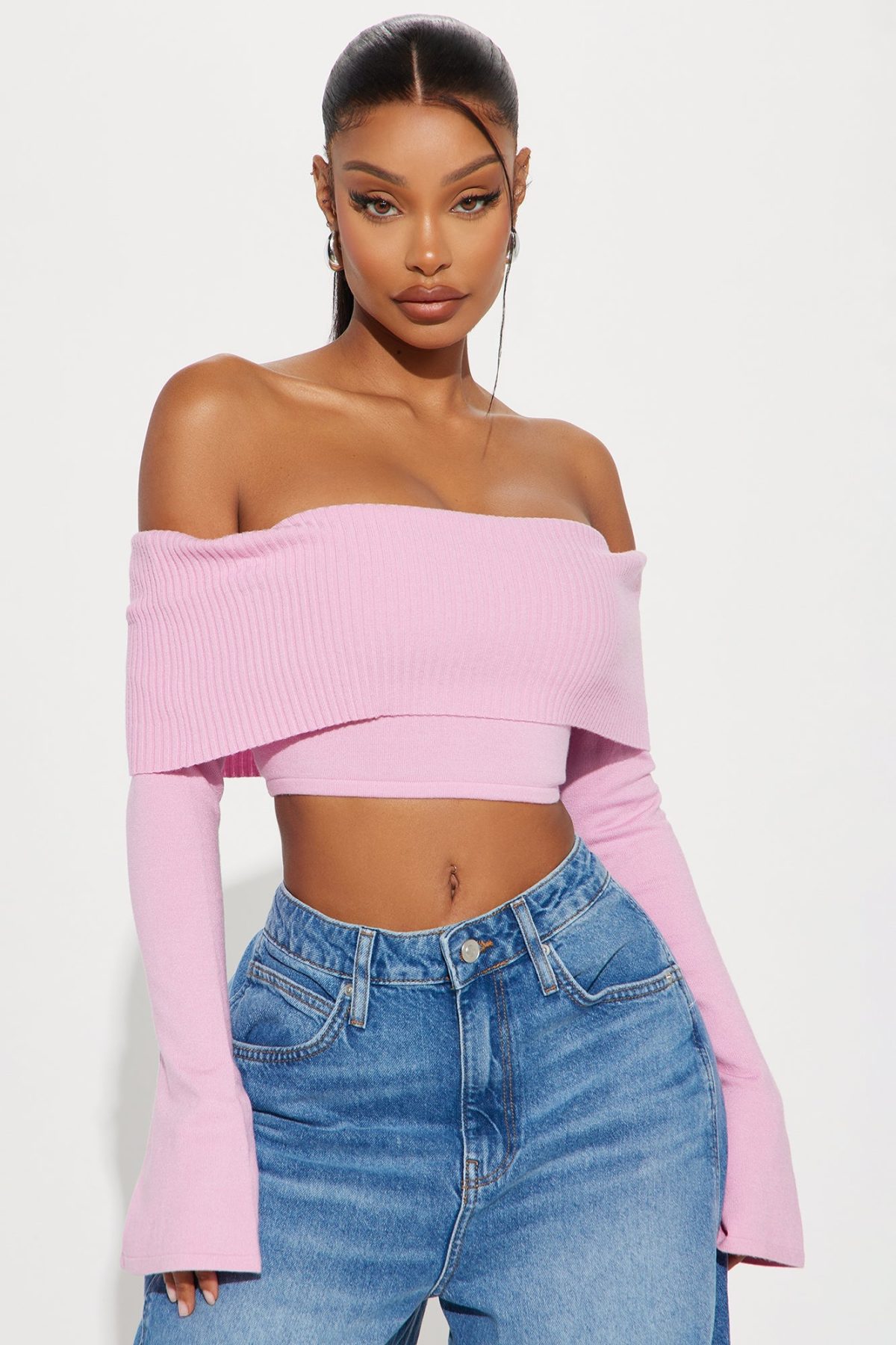 Polly Off Shoulder Sweater - Pink