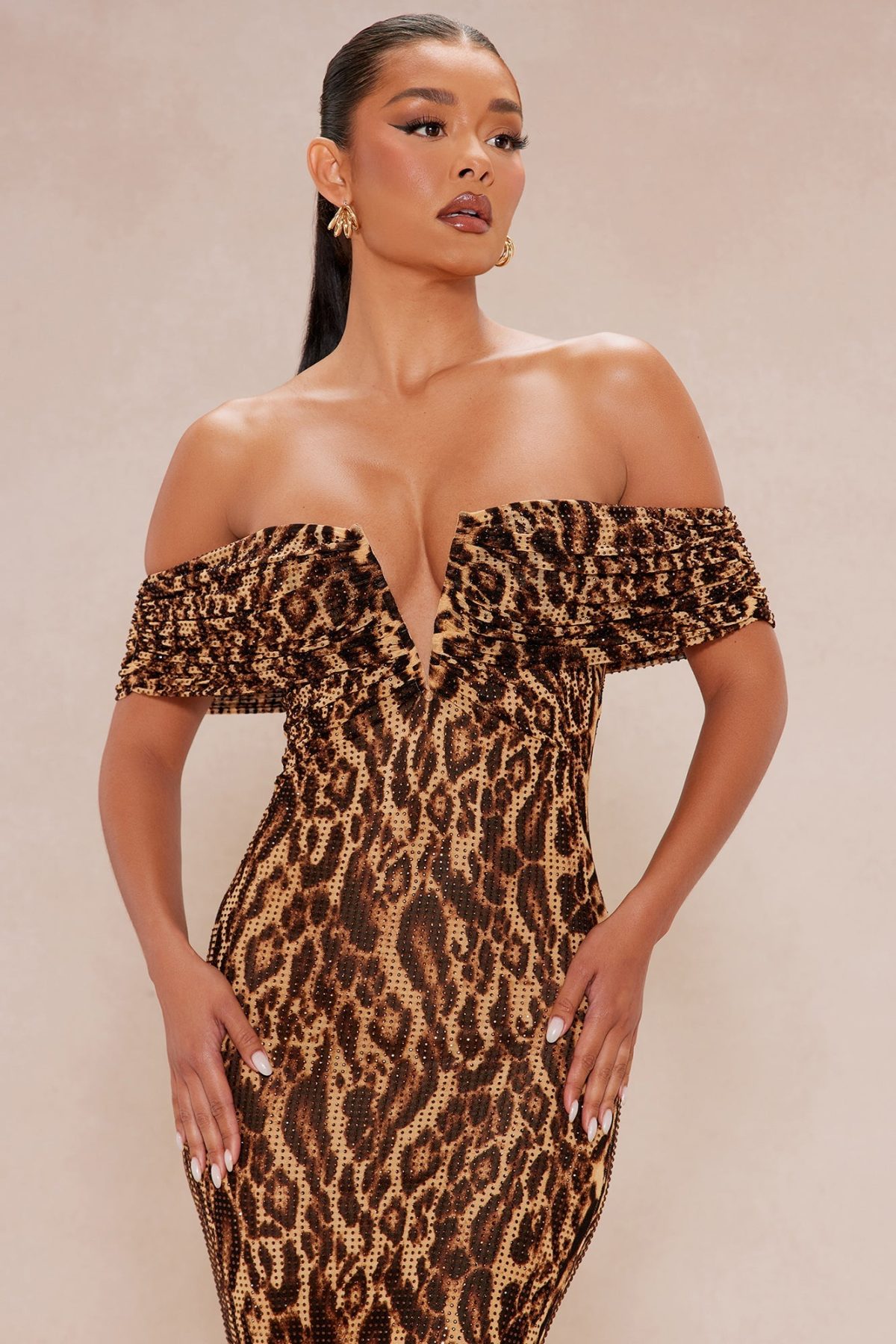 Frederica Leopard Midi Dress - Leopard