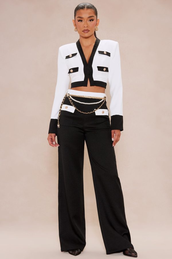 Madelyn Contrast Pant Set - Black/White