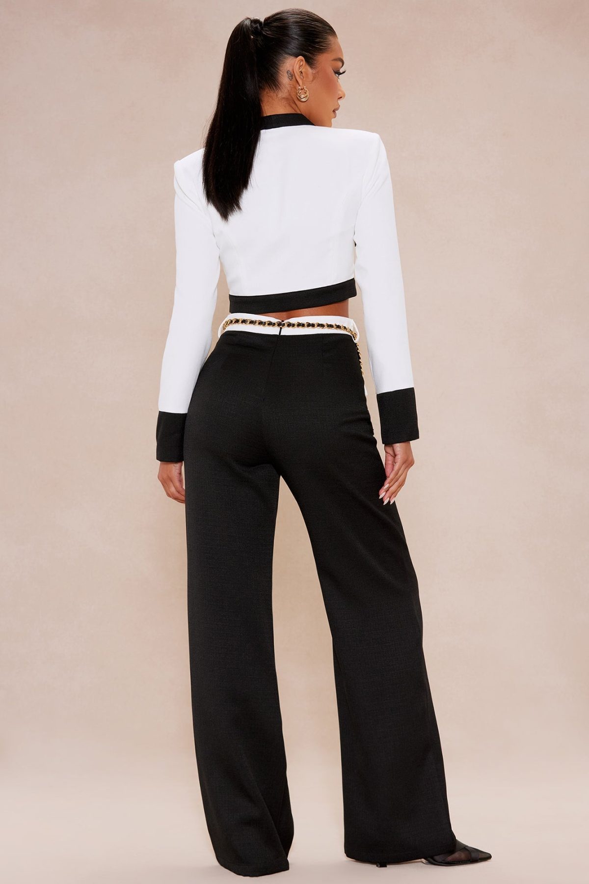 Madelyn Contrast Pant Set - Black/White