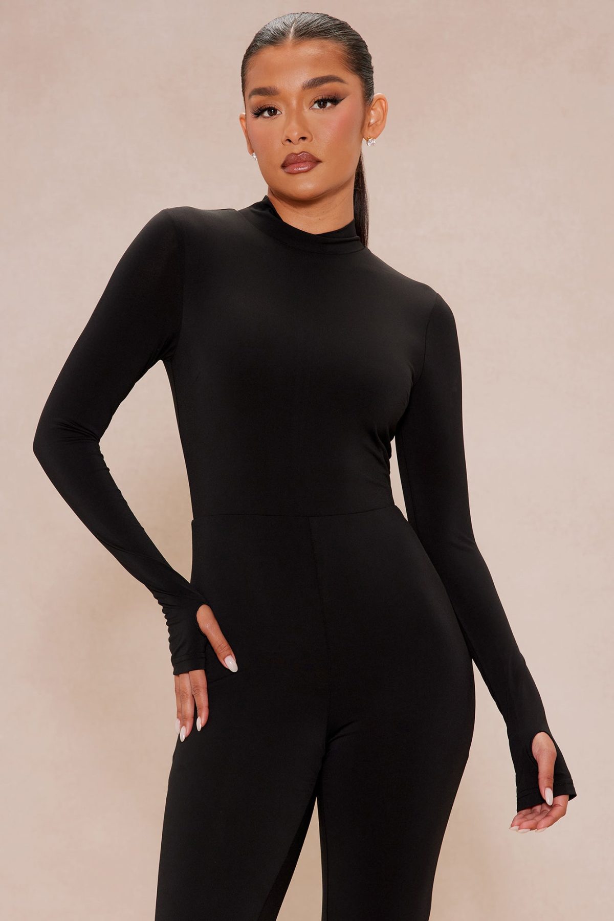 Lennox Double Lined Knit Jumpsuit - Black