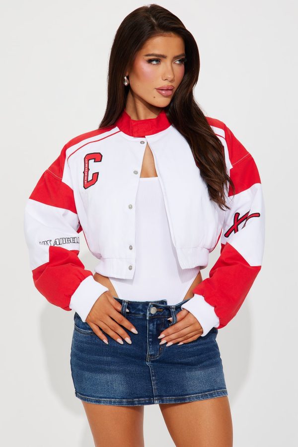 Cherry Bomb Bomber Jacket - Red/combo