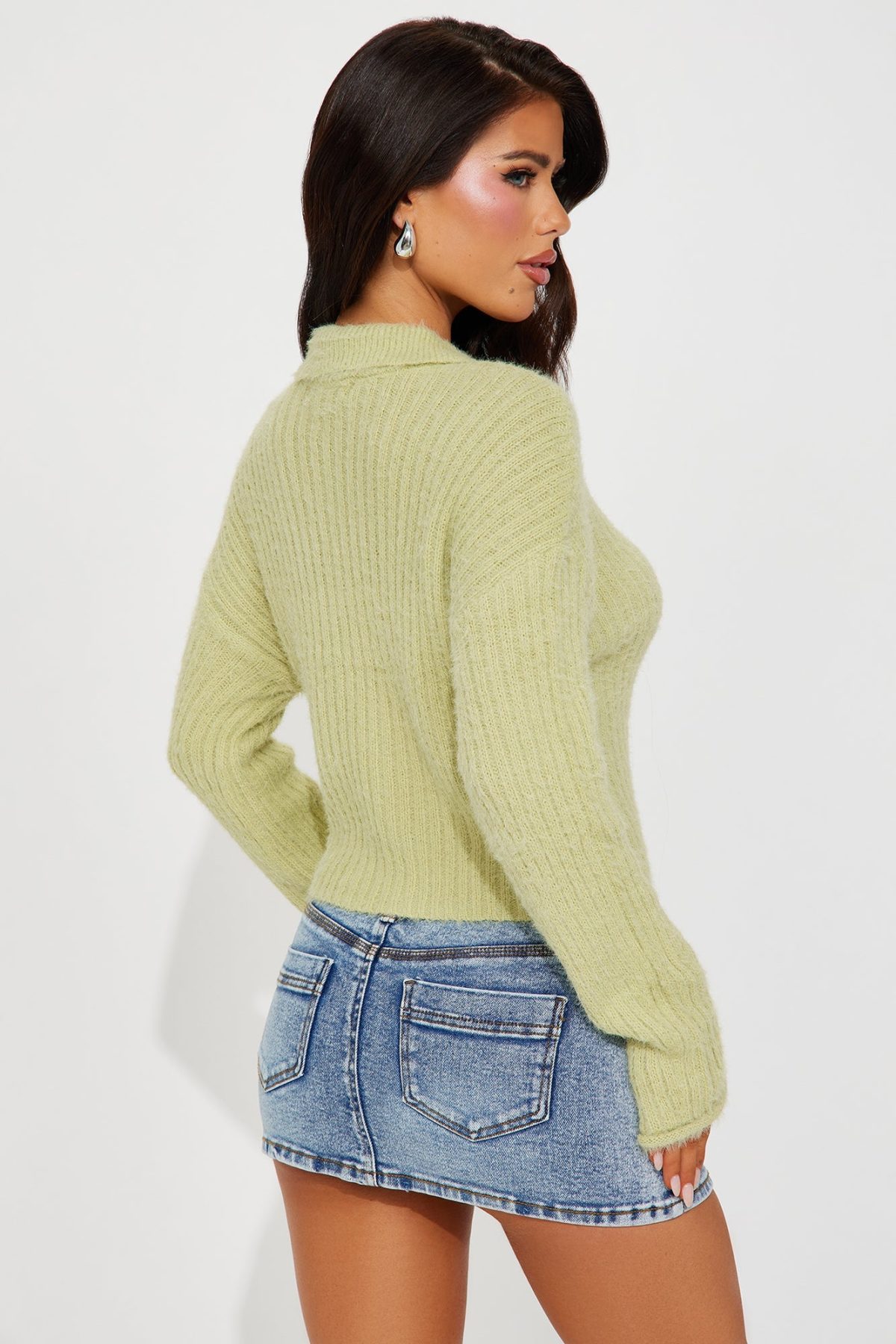 Cara Fuzzy Knit Cardigan - Green