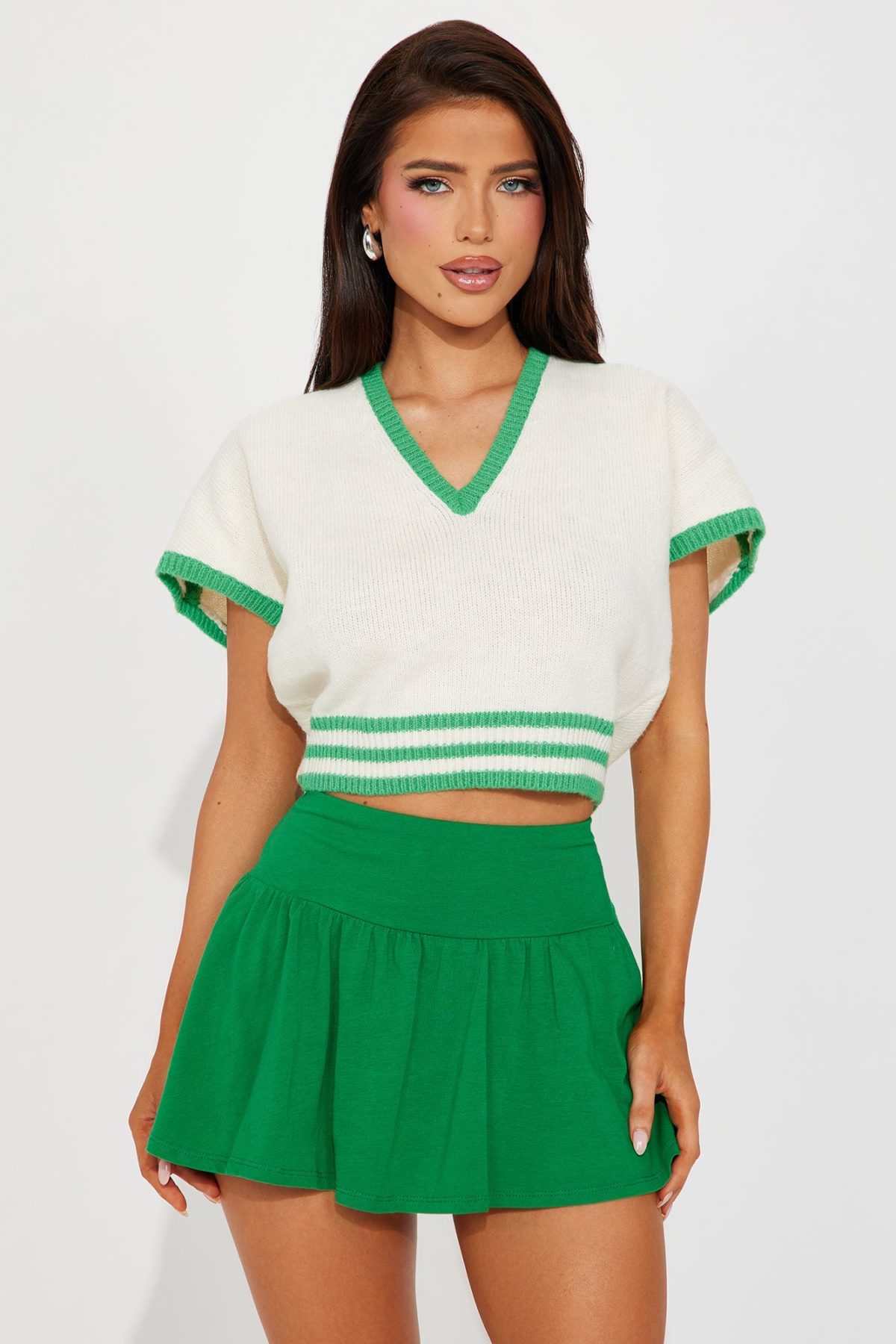 Sporty Sweater Top - Kelly Green