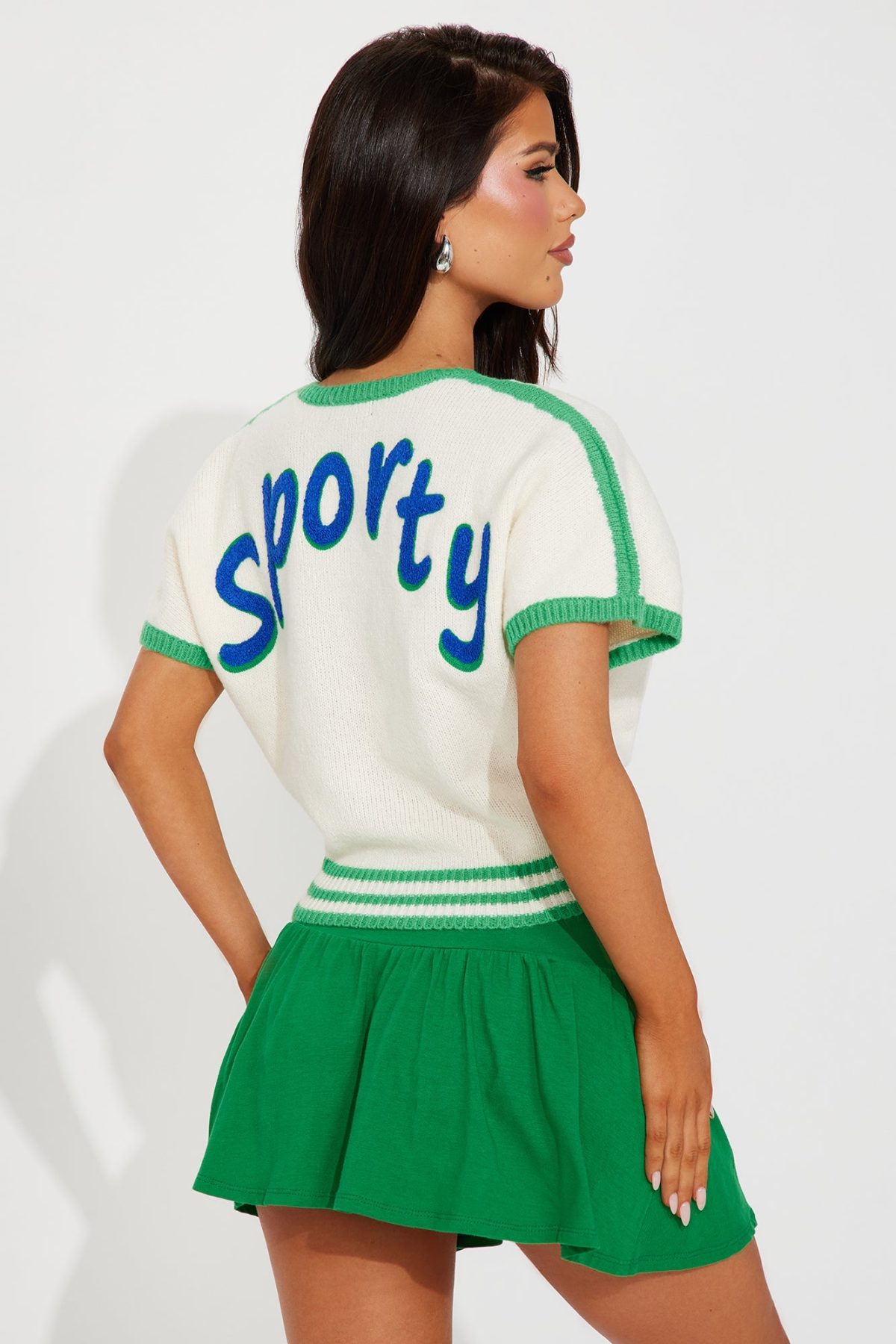 Sporty Sweater Top - Kelly Green