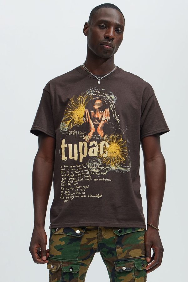 Tupac Starry Night Short Sleeve Tee - Chocolate